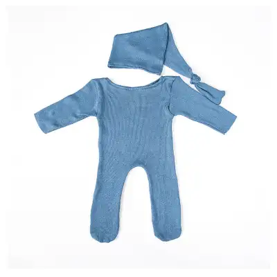 Newborn Photography Knitted Jumpsuit Long Tail Hat Two-piece Set