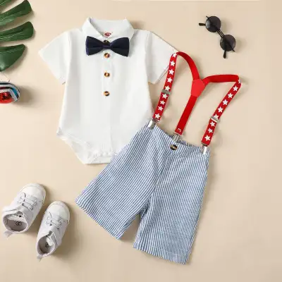 Children's Shirt Bow Tie Suspender Pants Suit