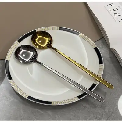 304 Stainless Steel Household Golden Round Head Spoon Creative