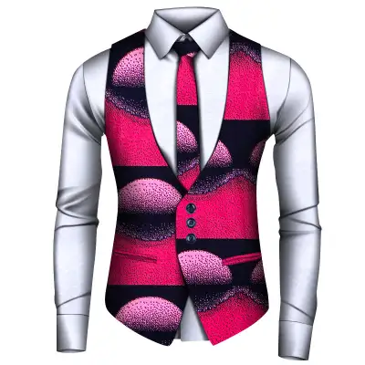 African Men's Shirt Vest Tie Three-piece Set