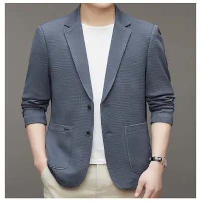 Spring Men's Knitted Waffle Casual Suit Jacket