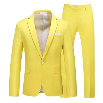 Multi-Color Two-piece Suit Men's Solid Color Slim Fit