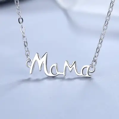 Mother's Day Gift S925 Sterling Silver English Letter MaMa Necklace Mother Fashion