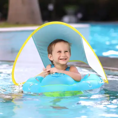 Baby Swimming Float With Canopy Inflatable Infant Floating Ring Kids Swim Pool Accessories Circle Bathing Summer Toys