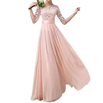 Banquet Evening Dress Five-point Sleeve Lace Chiffon Wedding