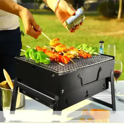 4 in 1 (Barbecue Portable Charcoal Grill BBQ + Small Hand-cranked Blower + Wireless Electric Press + Professional Knife Sharpener)