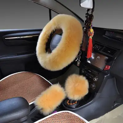 Wool Steering Wheel Cover Long Wool Handle Cover