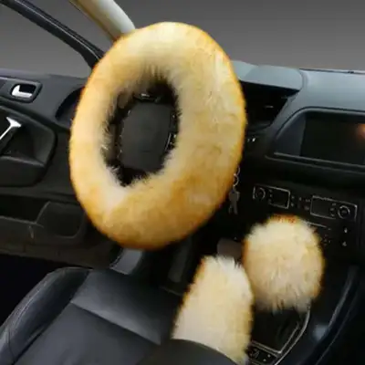 Wool Steering Wheel Cover Long Wool Handle Cover