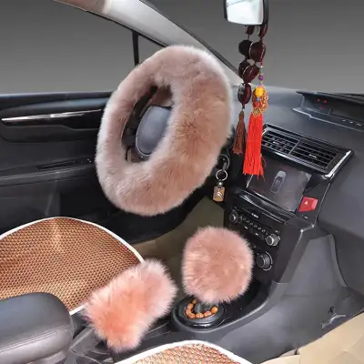 Wool Steering Wheel Cover Long Wool Handle Cover