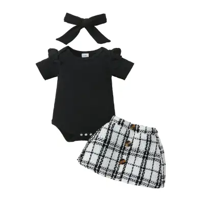 Babies' Short-sleeved Blouse Skirt Suit