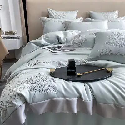 High-end Embroidered Lyocell Fiber Bed Sheet Four-piece Set