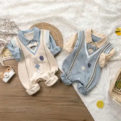 Autumn Baby One Month Old Jumpsuit Baby Boy Korean Style Long Sleeve