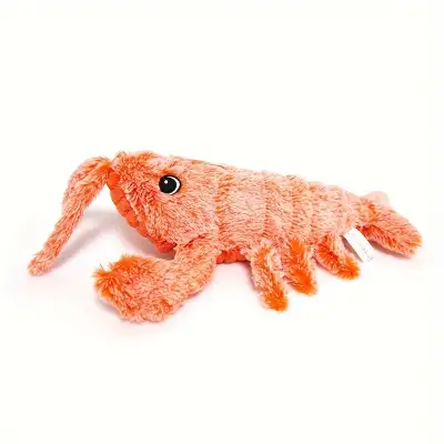 Pet Gravity Shrimp Plush Toy USB Charging Simulate Lobster Electric Jumping Cat Toys, Simulation Lobster Dog Toy, USB Charging With Catnip Plush Cat Toy, Pet Dog Cats Stuffed Interactive Toy