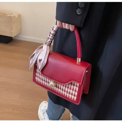 Woolen Texture Shoulder Small Square Bag