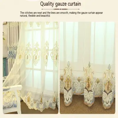 Crown European Embroidery Cloth Mesh Curtains Living Room Bedroom Simple