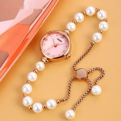 Fashionable All-match Elegant Women's Quartz Watch Pearl Natural Stone Strap Bracelet Watch