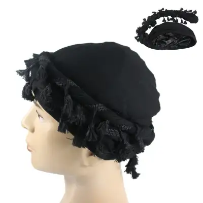 Men's Satin Lined Sleeve Tassel Special Twist Tail Hat