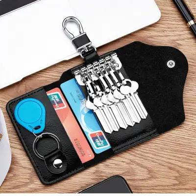 Men's Multi-functional High-grade Genuine Leather Keychain Card Holder Large Capacity Storage Fantastic