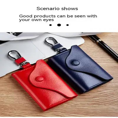 Men's Multi-functional High-grade Genuine Leather Keychain Card Holder Large Capacity Storage Fantastic