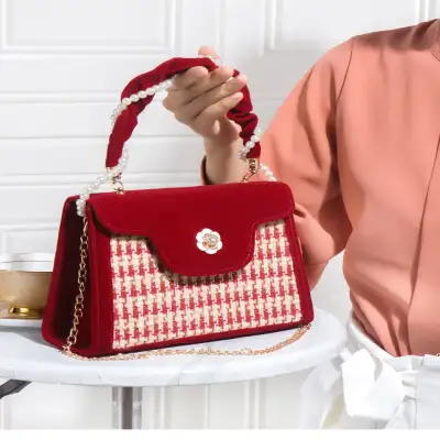 Women's Wedding Bag Bridal Bag High-grade Women's Elegant Red Niche Red Small Bag Portable 2024 New