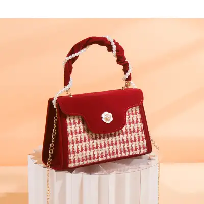 Women's Wedding Bag Bridal Bag High-grade Women's Elegant Red Niche Red Small Bag Portable 2024 New