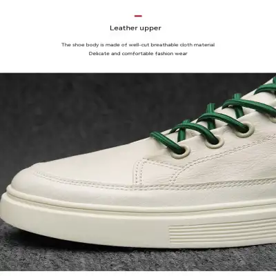 Men's Spring And Autumn Leather Casual Sneakers