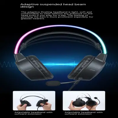 Game Earphone Headset E-sports Wired Computer RGB Luminous