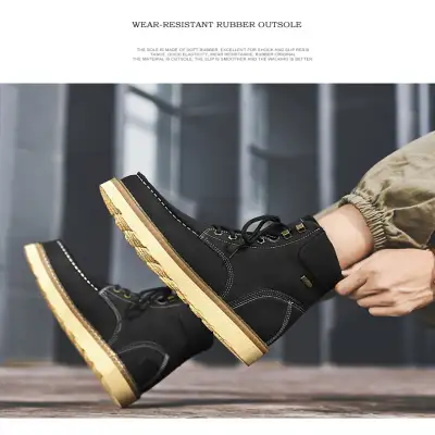 Men's British Casual Trend Fashion High-top Genuine Leather Workwear Boots