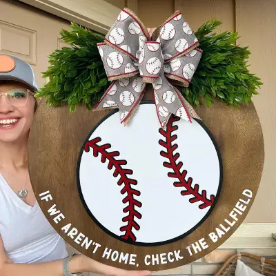 Front Door Decoration Baseball Summer Garland