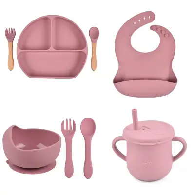 Silicone Solid Color Babies' Tableware Set