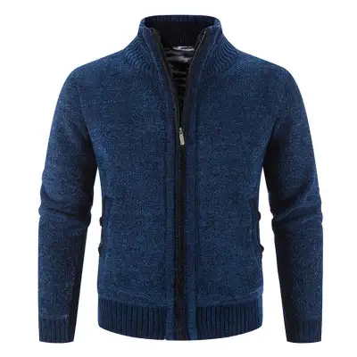 Men's Jacket Knitwear Autumn And Winter Fleece Lined Padded Warm Keeping Cardigan