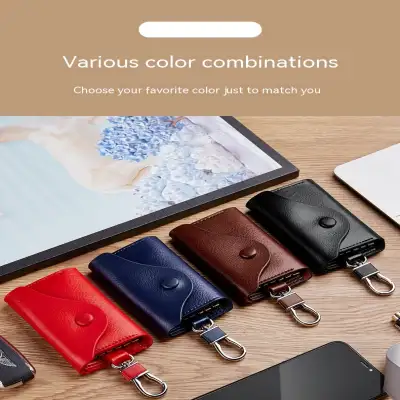 Men's Multi-functional High-grade Genuine Leather Keychain Card Holder Large Capacity Storage Fantastic