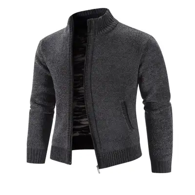 Men's Jacket Knitwear Autumn And Winter Fleece Lined Padded Warm Keeping Cardigan