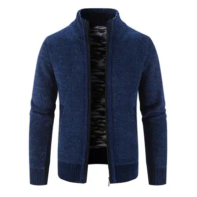 Men's Jacket Knitwear Autumn And Winter Fleece Lined Padded Warm Keeping Cardigan