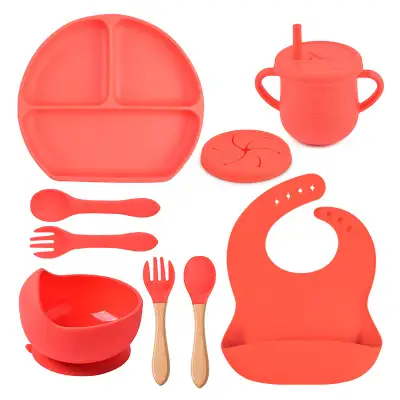 Silicone Solid Color Babies' Tableware Set