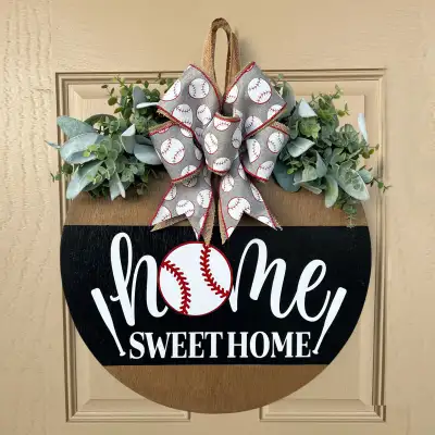 Front Door Decoration Baseball Summer Garland