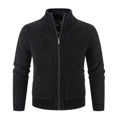 Men's Jacket Knitwear Autumn And Winter Fleece Lined Padded Warm Keeping Cardigan