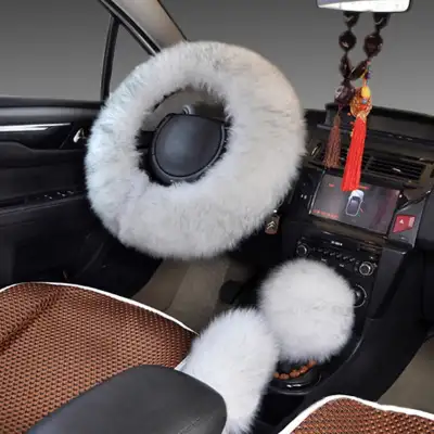 Wool Steering Wheel Cover Long Wool Handle Cover