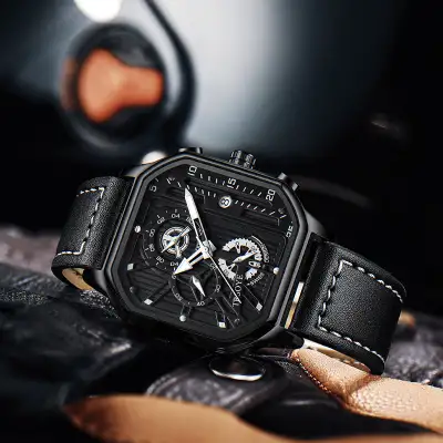 Men's Fashion Hollowed-out Waterproof Luminous Square Watch