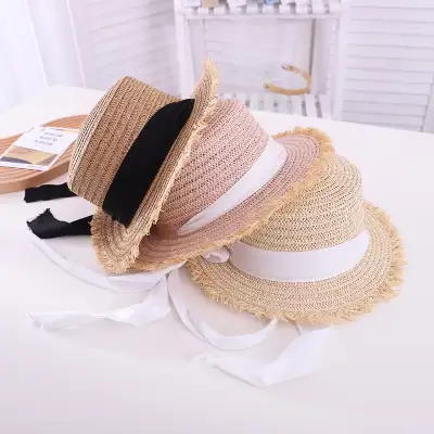 Sun-proof Sun Hollow-out Straw Hat British Flat Top