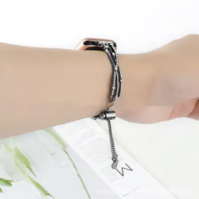 X-shaped Hollow Rhinestone Bracelet Metal Watch Band