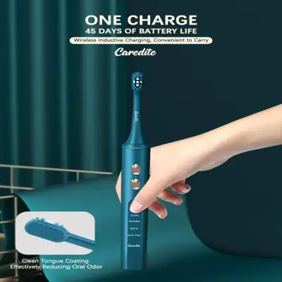 Caredite Newest Travel Electronic Toothbrush With Ultraviolet Disinfection Function Case Suit, 4 Cleaning Modes With 3 Power Model, 45 Days Long Lasting Battery Life