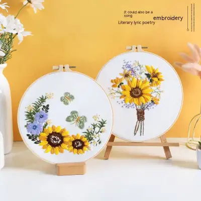 Diy Handmade Embroidery Material Package Original New Sunflower Flower Bouquet Garland