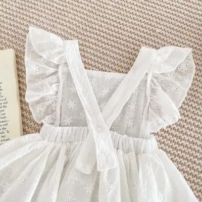 Baby Girl Flounced Sleeve Lace Jumpsuit Princess Dress