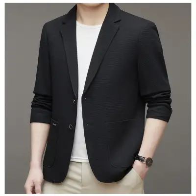 Spring Men's Knitted Waffle Casual Suit Jacket