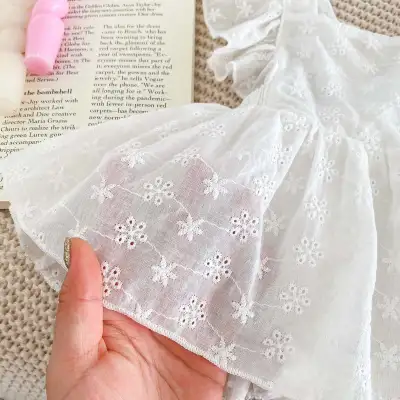 Baby Girl Flounced Sleeve Lace Jumpsuit Princess Dress