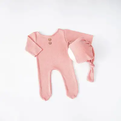 Newborn Photography Knitted Jumpsuit Long Tail Hat Two-piece Set