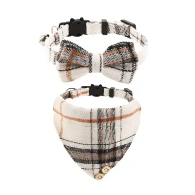 British Cat Collar With Bell Plaid Bow