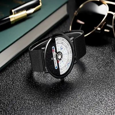 Fashion Quartz Calendar Alloy Mesh Belt Men's Watch