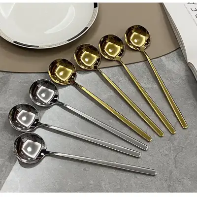 304 Stainless Steel Household Golden Round Head Spoon Creative